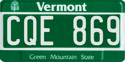VT license plate CQE869