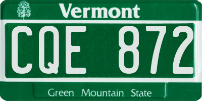 VT license plate CQE872