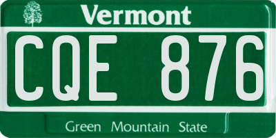 VT license plate CQE876