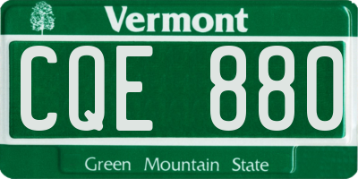 VT license plate CQE880