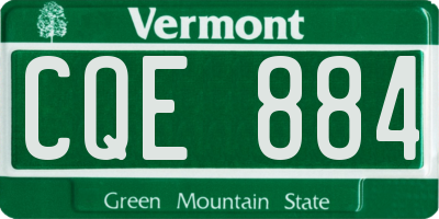 VT license plate CQE884