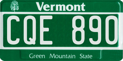 VT license plate CQE890