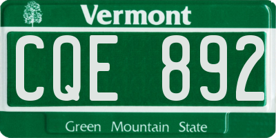 VT license plate CQE892