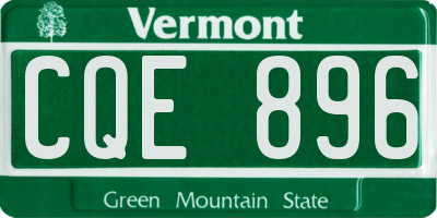 VT license plate CQE896