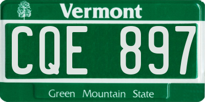 VT license plate CQE897