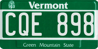 VT license plate CQE898