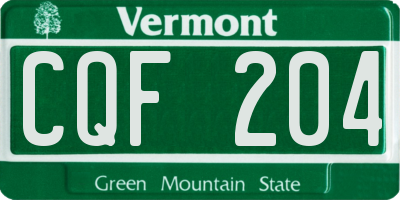 VT license plate CQF204