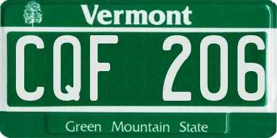 VT license plate CQF206
