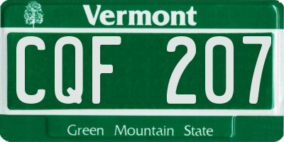 VT license plate CQF207