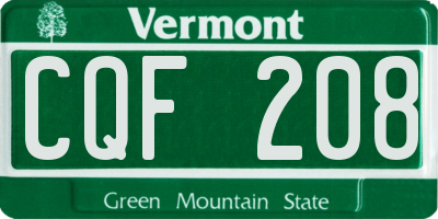 VT license plate CQF208
