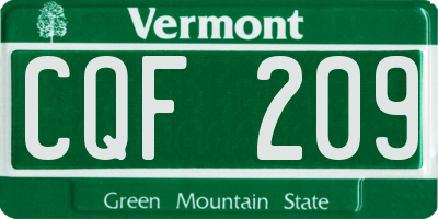 VT license plate CQF209