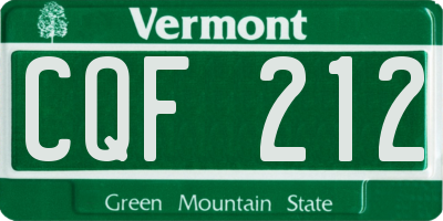 VT license plate CQF212