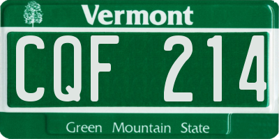 VT license plate CQF214