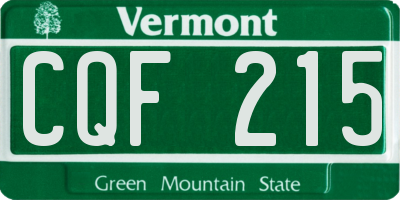 VT license plate CQF215
