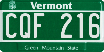 VT license plate CQF216