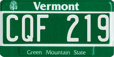 VT license plate CQF219