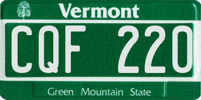 VT license plate CQF220