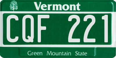 VT license plate CQF221