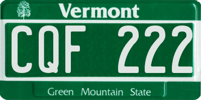 VT license plate CQF222