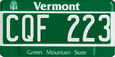VT license plate CQF223