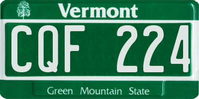 VT license plate CQF224