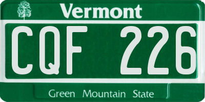 VT license plate CQF226