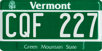 VT license plate CQF227
