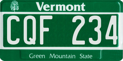 VT license plate CQF234