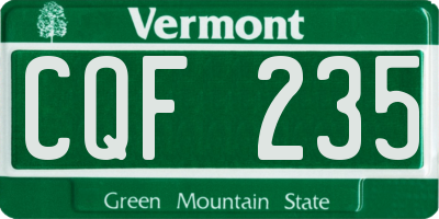 VT license plate CQF235