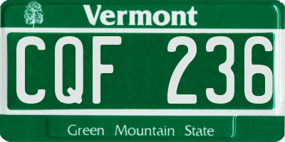 VT license plate CQF236