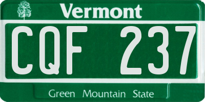 VT license plate CQF237