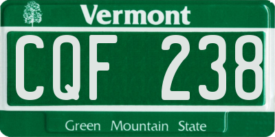 VT license plate CQF238