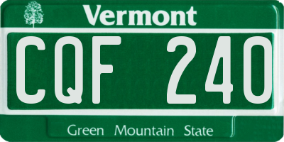 VT license plate CQF240