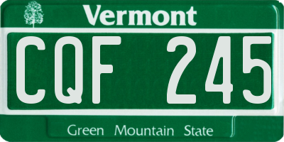 VT license plate CQF245