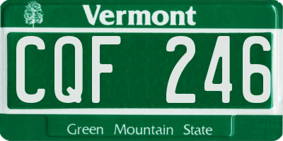 VT license plate CQF246