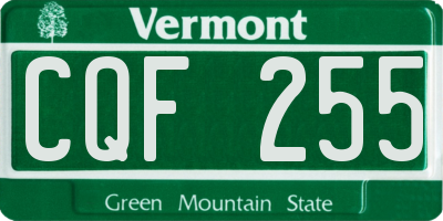 VT license plate CQF255