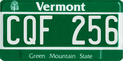 VT license plate CQF256