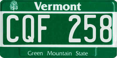 VT license plate CQF258