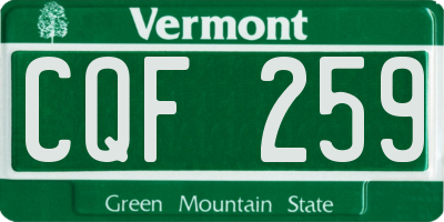 VT license plate CQF259