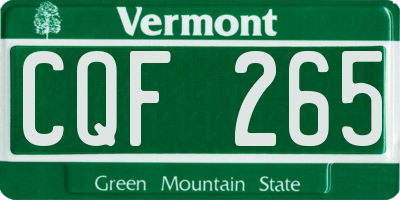 VT license plate CQF265