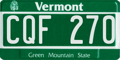 VT license plate CQF270