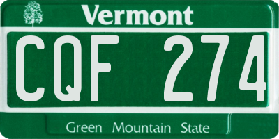 VT license plate CQF274