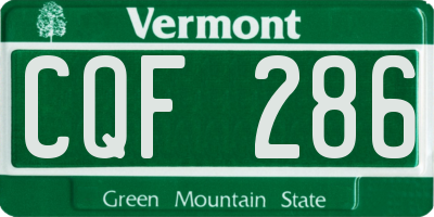 VT license plate CQF286