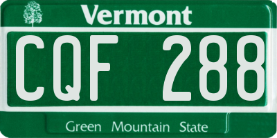 VT license plate CQF288