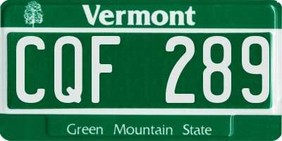 VT license plate CQF289