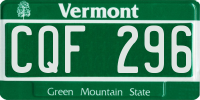 VT license plate CQF296