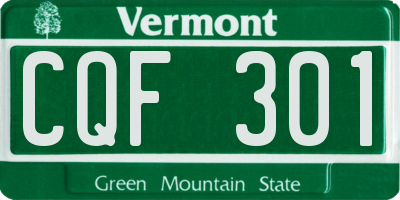 VT license plate CQF301