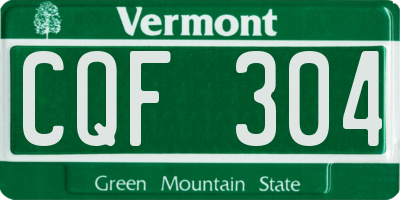 VT license plate CQF304