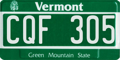 VT license plate CQF305