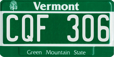 VT license plate CQF306